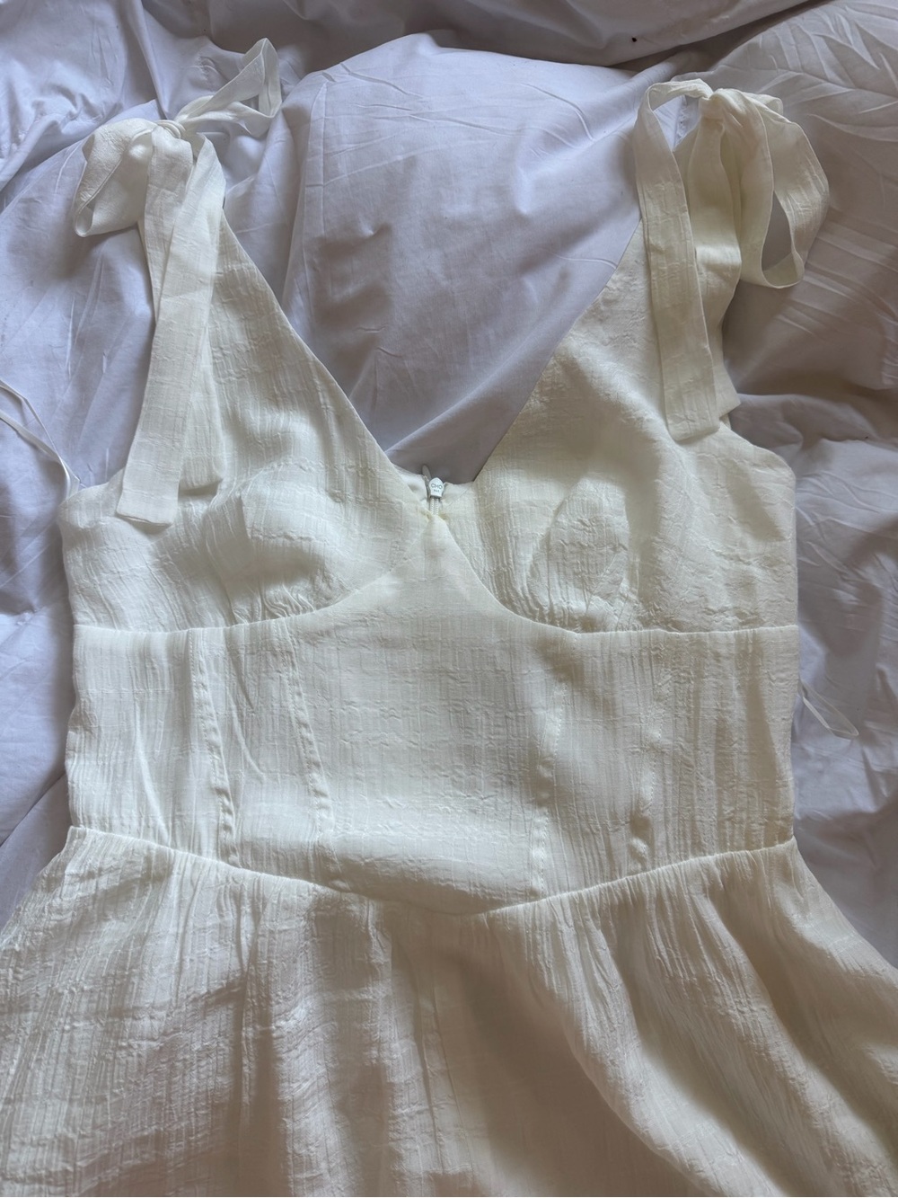 NWT | White Tie-Shoulder Corset Romper Rayon
